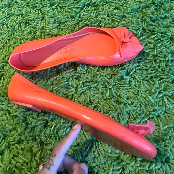 J.crew coral jelly flats w/bow ballet slip ons size 8 - Picture 2 of 7